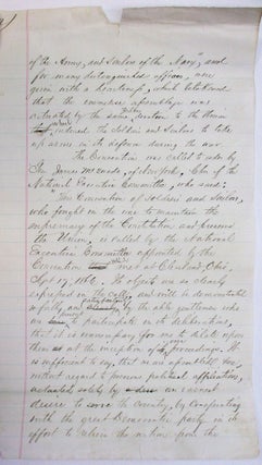 NATIONAL CONVENTION OF UNION SOLDIERS AND SAILORS HELD AT COOPER INSTITUTE, NEW YORK CITY, JULY 4, 1868:- WITH THE ADDRESS OF GEN. THOMAS EWING JR. PREPARED PURSUANT TO A RESOLUTION OF THE CONVENTION - BY COL. JAMES A. O'BEIRNE SECY NAT. EX. COMMITTEE.