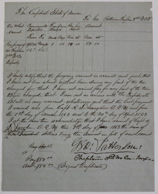 Item #37582 PAY VOUCHER OF GEORGE PATTERSON, CHAPLAIN OF THE CONFEDERATE 3D NORTH CAROLINA...
