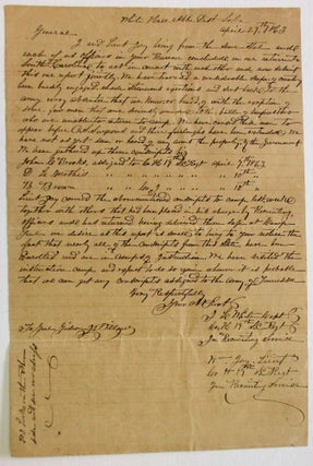 Item #37591 AUTOGRAPH LETTER SIGNED TO GENERAL GIDEON J. PILLOW, FROM CAPT. J.L. WHITE OF WHITE...
