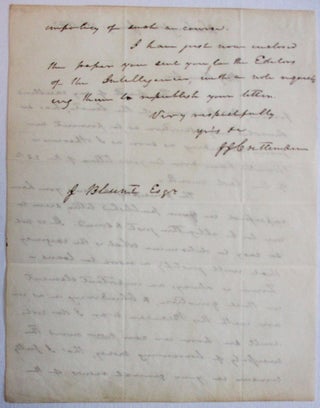 AUTOGRAPH LETTER SIGNED, 1 JUNE 1847, FROM WASHINGTON, TO J. BLUNT, CONCERNING THE NECESSITY OF INCURRING FEDERAL DEBT, "BLUNDERING IN AS WE ARE WITH THIS MEXICAN WAR."