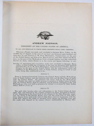 TREATY BETWEEN THE UNITED STATES OF AMERICA AND THE WOLL-PAH-PE TRIBE OF SNAKE INDIANS. CONCLUDED AUGUST 12, 1865. RATIFICATION ADVISED JULY 5, 1866. PROCLAIMED JULY 10, 1867.