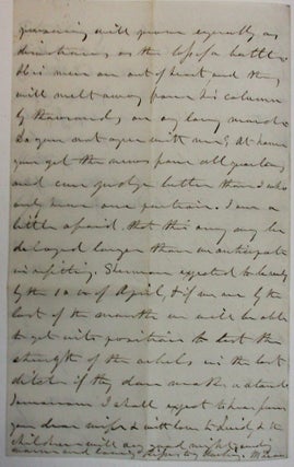 AUTOGRAPH LETTER, SIGNED, FROM UNION GENERAL McLEAN TO HIS WIFE WHILE IN THE FIELD ON SHERMAN'S MARCH THROUGH THE CAROLINAS, 27 MARCH 1865, DISCUSSING THE GRIM FUTURE OF LEE'S ARMY.
