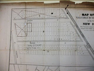 MAP OF 104 VALUABLE BUILDING LOTS IN THE CITY OF NEW-HAVEN. THIS PROPERTY IS ABOUT 25 MINUTES WALK FROM THE COLLEGES AND PUBLIC SQUARE.
