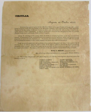 Item #37729 CIRCULAR. AUGUSTA, 1ST OCTOBER, 1830. BELIEVING THAT A GENERAL SYSTEM FOR THE...