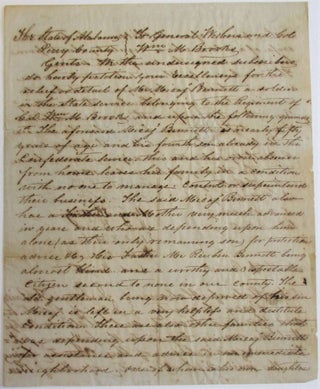 PETITION FROM CITIZENS OF PERRY COUNTY, 1 DECEMBER 1864, SEEKING THE RELEASE OF MICAJ BENNETT FROM THE ARMY ON THE GROUNDS THAT HE "IS NEARLY FIFTY YEARS OF AGE AND HIS FOURTH SON ALREADY IN THE CONFEDERATE SERVICE. THIS AND HIS OWN ABSENCE FROM HOME LEAVES HIS FAMILY IN A CONDITION WITH NO ONE TO MANAGE, CONTROL OR SUPERINTEND THEIR BUSINESS."