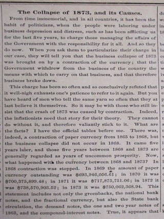 UNANSWERABLE EXPOSITION OF THE FOLLY OF FIAT MONEY. SPEECH BY HON. CARL SCHURZ, DELIVERED AT CINCINNATI, OHIO, SEPTEMBER 28, 1876.