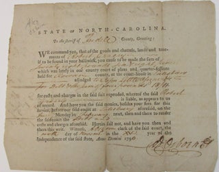 Item #37831 STATE OF NORTH-CAROLINA. TO THE SHERIFF OF [IREDELL] COUNTY, GREETING: WE COMMAND...