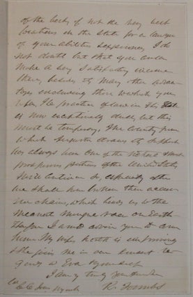 AUTOGRAPH LETTER, SIGNED, FROM WASHINGTON, GEORGIA, 1 MARCH 1877, EXPLAINING THE ADVANTAGES OF AUGUSTA FOR A YOUNG LAWYER.