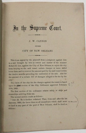 IN THE SUPREME COURT. J.W. CANNON VERSUS CITY OF NEW ORLEANS.