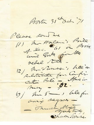 Item #38007 AUTOGRAPH LETTER, SIGNED AS UNITED STATES SENATOR, WRITTEN FROM "BOSTON 31ST OCT '71"...