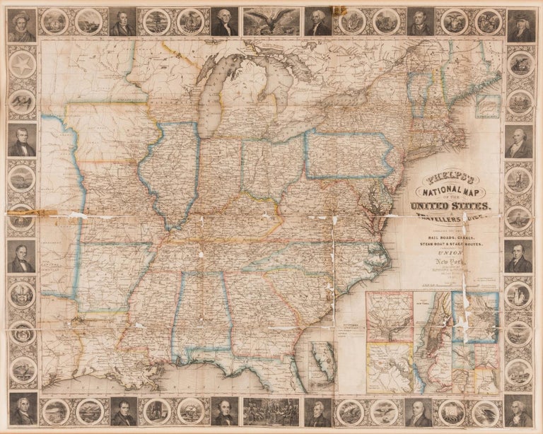 Item #38010 PHELPS'S NATIONAL MAP OF THE UNITED STATES, A TRAVELLER'S GUIDE. H. Phelps.