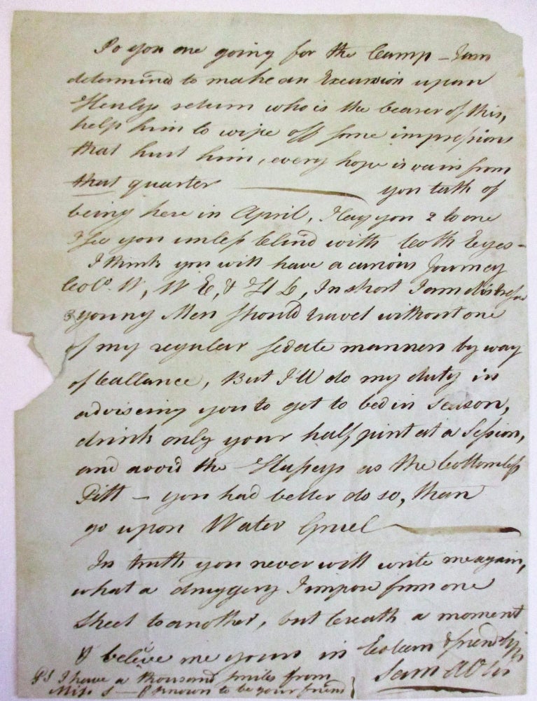 Item #38014 AUTOGRAPH LETTER SIGNED, FROM BOSTON 3 MARCH 1780, TO COLONEL SAMUEL B. WEBB, CONTINENTAL ARMY OFFICER, AIDE DE CAMP TO GEORGE WASHINGTON, AND A PRISONER OF WAR AT THE TIME OF THIS LETTER. Samuel Otis.