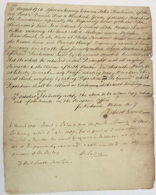 Item #38015 DOCUMENT, A PORTION SIGNED BY PETERS AND A PORTION BY HIS SECRETARY, CONCERNING THE...