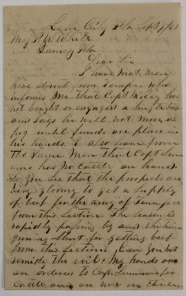 Item #38122 AUTOGRAPH LETTER, SIGNED BY CONFEDERATE COMMISSARY AGENT C.F. STUBBS FROM LAKE CITY...