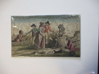 Item #38153 57 PIECE JIGSAW PUZZLE, LATE 18TH CENTURY, DEPICTING A PICNIC SCENE OF FIVE...