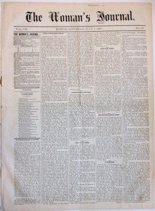 Item #38260 THE WOMAN'S JOURNAL. VOL. VII. NO. 28. BOSTON, SATURDAY, JULY 8, 1876. Julia Ward Howe