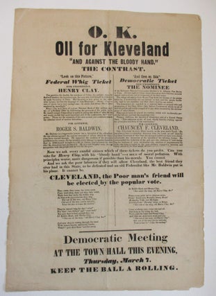 Item #38315 O.K. OLL FOR KLEVELAND "AND AGAINST THE BLOODY HAND." THE CONTRAST. Connecticut...