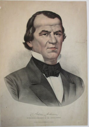 Item #38591 HAND-COLORED LITHOGRAPH BUST PORTRAIT OF PRESIDENT ANDREW JOHNSON, FACING RIGHT,...
