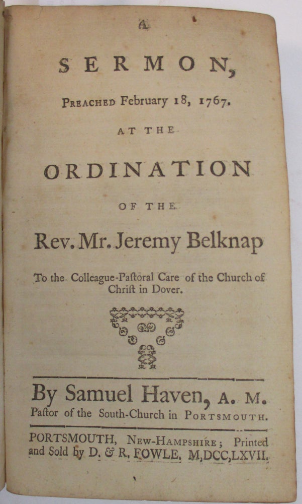 Item #38721 A COLLECTION OF SERMONS, IN EARLY 19TH CENTURY HALF SHEEP, BY OR ABOUT JEREMY BELKNAP. Jeremy Belknap.