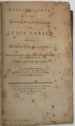 A COLLECTION OF SERMONS, IN EARLY 19TH CENTURY HALF SHEEP, BY OR ABOUT JEREMY BELKNAP.