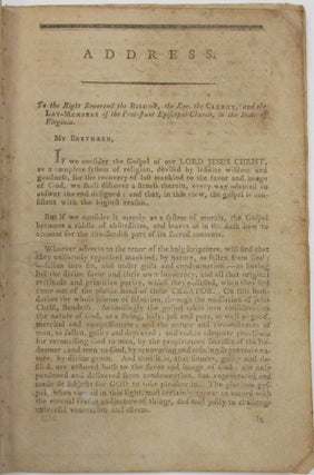 A SERMON PREACHED BEFORE THE CONVENTION OF THE PROTESTANT EPISCOPAL CHURCH, IN VIRGINIA, AT RICHMOND, MAY 3, 1792. BY DEVEREUX JARRATT, RECTOR OF BATH PARISH, DINWIDDIE COUNTY.