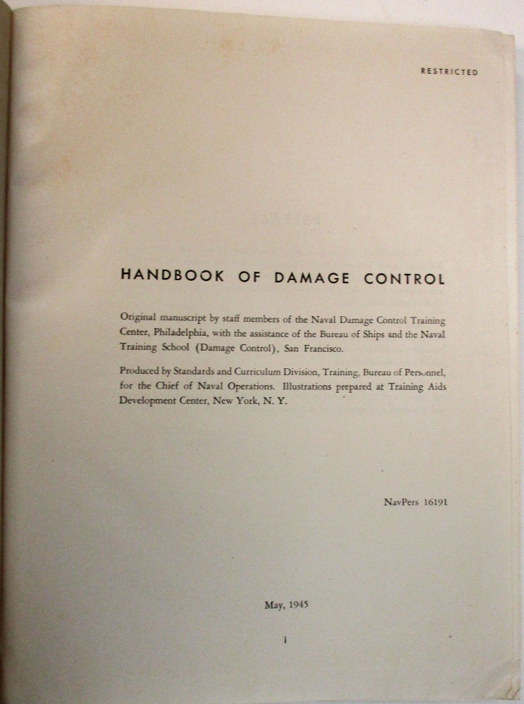 Item #38886 HANDBOOK OF DAMAGE CONTROL. United States Navy.