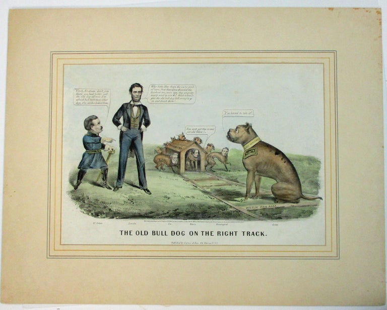 Item #38996 THE OLD BULL DOG ON THE RIGHT TRACK. Currier, Ives.