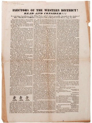 Item #39011 ELECTORS OF THE WESTERN DISTRICT! READ AND CONSIDER!!! AT A MEETING OF GENTLEMEN OF...