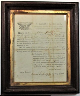 Item #39057 BROADSIDE COMMISSION, SIGNED BY GOVERNOR AUGUSTUS C. FRENCH AND SECRETARY OF STATE...