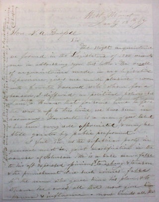 Item #39092 AUTOGRAPH LETTER, SIGNED, BY A MAINE REPUBLICAN TO N.A. BURPEE, HIS FORMER COLLEAGUE...