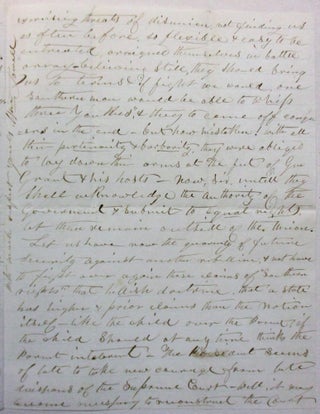 AUTOGRAPH LETTER, SIGNED, BY A MAINE REPUBLICAN TO N.A. BURPEE, HIS FORMER COLLEAGUE IN THE MAINE LEGISLATURE, DENOUNCING PRESIDENT ANDREW JOHNSON AND HIS RECONSTRUCTION PROGRAM.