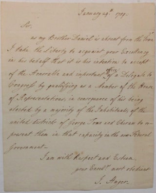 Item #39133 AUTOGRAPH LETTER FROM CHARLESTON, SIGNED, TO SOUTH CAROLINA'S GOVERNOR CHARLES...