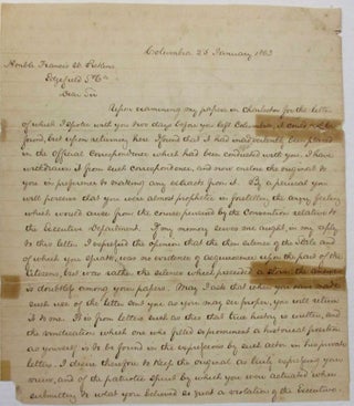 Item #39193 AUTOGRAPH LETTER SIGNED, AS SOUTH CAROLINA'S WARTIME SECRETARY OF THE TREASURY, TO...