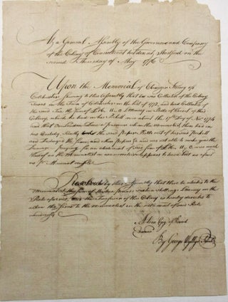 Item #39349 AT A GENERAL ASSEMBLY OF THE GOVERNOR AND COMPANY OF THE COLONY OF CONNECTICUT HOLDEN...