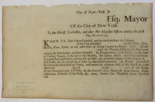 Item #39526 CITY OF NEW-YORK, &. ESQ; MAYOR OF THE CITY OF NEW-YORK. TO THE SHERIFF, CONSTABLES,...