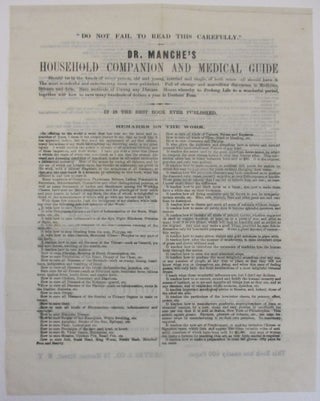 Item #39534 "DO NOT FAIL TO READ THIS CAREFULLY." DR. MANCHE'S [sic] HOUSEHOLD COMPANION AND...