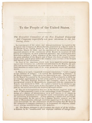 Item #39581 TO THE PEOPLE OF THE UNITED STATES. THE EXECUTIVE COMMITTEE OF THE NEW ENGLAND...