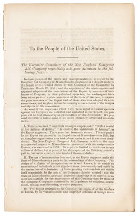 Item #39581 TO THE PEOPLE OF THE UNITED STATES. THE EXECUTIVE COMMITTEE OF THE NEW ENGLAND...