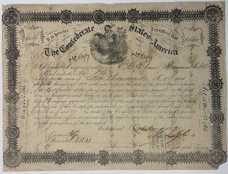 Item #39719 IT IS HEREBY CERTIFIED THAT THE CONFEDERATE STATES OF AMERICA ARE INDEBTED UNTO E.C....