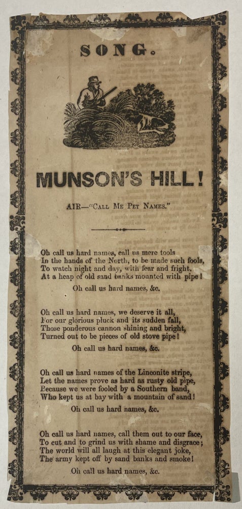 Item #39726 SONG. MUNSON'S HILL! AIR - "CALL ME PET NAMES." Civil War.