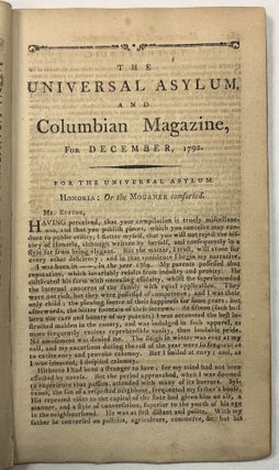 REPORT OF THE SECRETARY OF THE TREASURY, RESPECTING THE REDEMPTION OF THE PUBLIC DEBT, AND THE REIMBURSEMENT OF THE LOAN MADE OF THE BANK OF THE UNITED STATES. In: THE UNIVERSAL ASYLUM, AND COLUMBIAN MAGAZINE, FOR DECEMBER, 1792.
