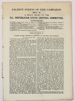 SALIENT POINTS OF THE CAMPAIGN. NO. 1. A TRACT ISSUED BY THE ILL. REPUBLICAN STATE CENTRAL. Illinois Republican State Central Committee.