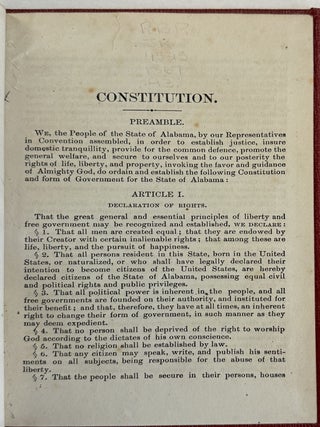 CONSTITUTION OF THE STATE OF ALABAMA, AS REVISED AND AMENDED BY THE CONVENTION ASSEMBLED AT MONTGOMERY, ON THE FIFTH DAY OF NOVEMBER, 1867.
