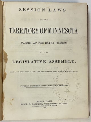 SESSION LAWS OF THE TERRITORY OF MINNESOTA FOR THE YEARS 1856 AND 1857.