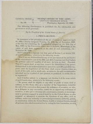 Item #40520 GENERAL ORDERS, NO. 67. HEADQUARTERS OF THE ARMY, ADJUTANT GENERAL'S OFFICE,...