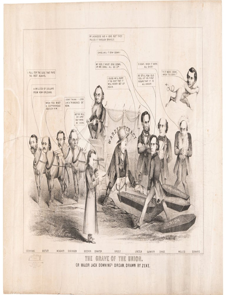 Item #40557 THE GRAVE OF THE UNION. OR MAJOR JACK DOWNING'S DREAM, DRAWN BY ZEKE. Election of 1864.