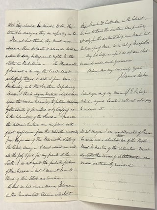 AUTOGRAPH LETTER, SIGNED 5 SEPTEMBER 1861, FROM WEALTHY PHILADELPHIA PHILANTHROPIST FISHER, TO FORMER RHODE ISLAND CONGRESSMAN ELISHA POTTER, AGREEING WITH FISHER'S OPPOSITION TO LINCOLN ADMINISTRATION POLICIES.