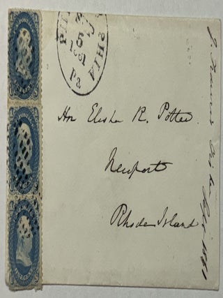 AUTOGRAPH LETTER, SIGNED 5 SEPTEMBER 1861, FROM WEALTHY PHILADELPHIA PHILANTHROPIST FISHER, TO FORMER RHODE ISLAND CONGRESSMAN ELISHA POTTER, AGREEING WITH FISHER'S OPPOSITION TO LINCOLN ADMINISTRATION POLICIES.