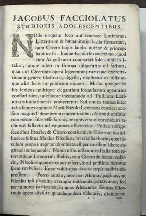 LEXICON CICERONIANUM MARII NIZOLII EX RECENSIONE ALEXANDRI SCOTI NUNC CREBRIS LOCIS REFECTUM & INCULCATUM. ACCEDUNT PHRASES & FORMULAE LINGUAE LATINAE EX COMMENTARIIS STEPHANI DOLETI.
