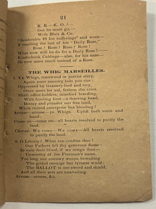 THE NEW HAVEN WHIG SONG BOOK: PREPARED FOR THE NEW HAVEN COUNTY MASS CONVENTION; THURSDAY, OCT. 8TH, 1840.